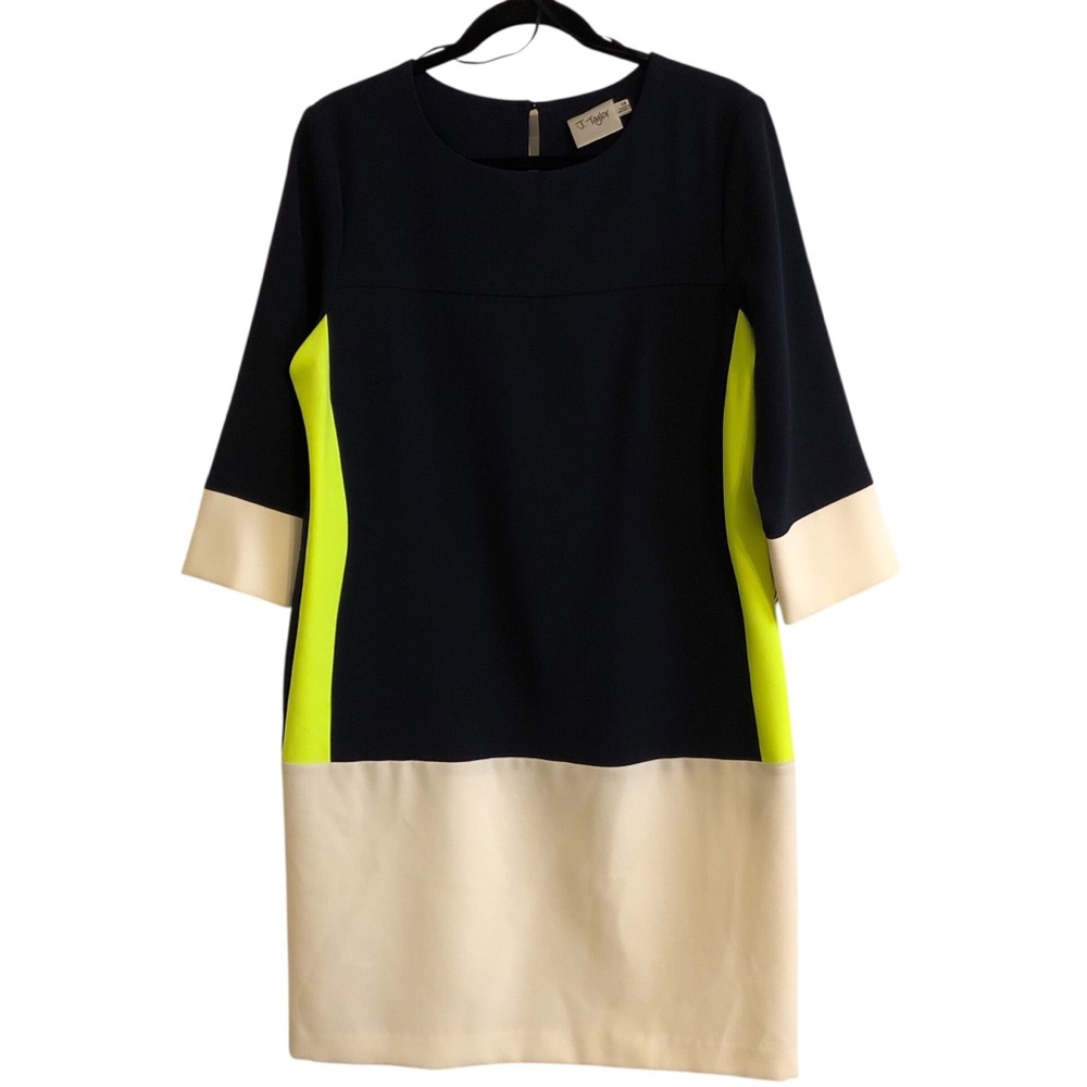 Black and Yellow Sheath Mini Dress with Raglan Sleeves